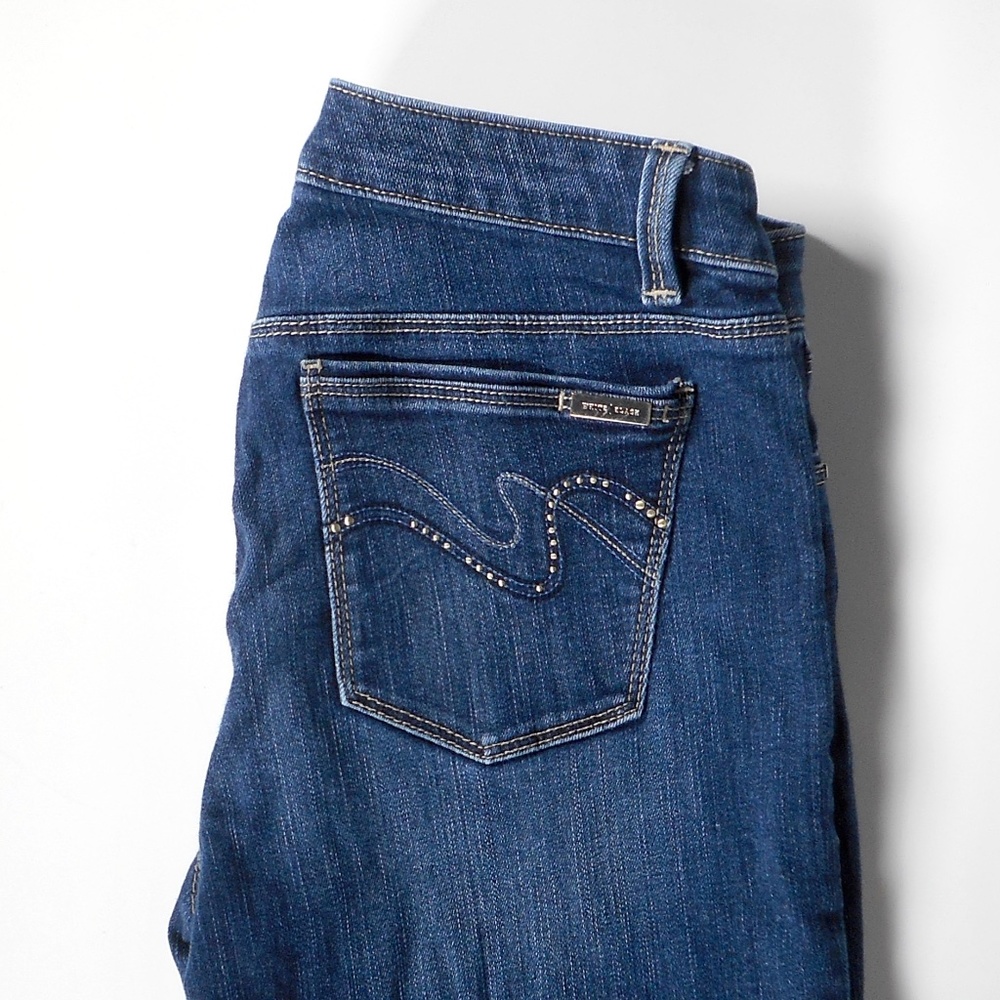 White House Black Market Women's Sz 4 Crop Leg Blue Denim Jeans Studded